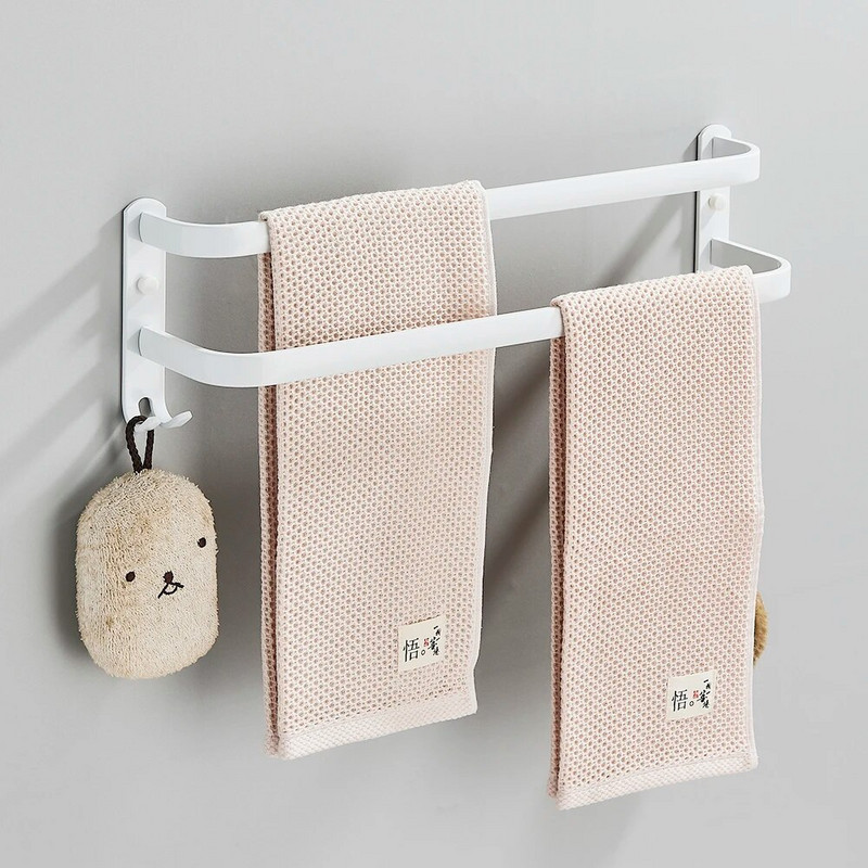 Λευκή κρεμάστρα πετσετών Χώρος μπάνιου Αλουμινένια κρεμάστρα πετσετών επιτοίχιας μόδας Λευκή μπάρα για πετσέτες Ράγες για πετσέτες χωρίς τρυπάνι