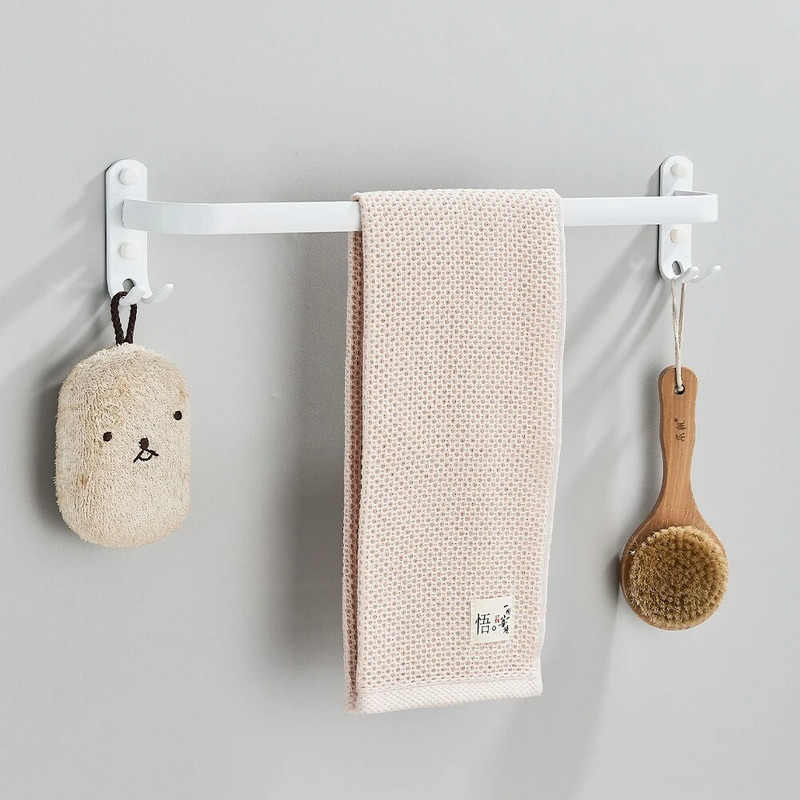 Λευκή κρεμάστρα πετσετών Χώρος μπάνιου Αλουμινένια κρεμάστρα πετσετών επιτοίχιας μόδας Λευκή μπάρα για πετσέτες Ράγες για πετσέτες χωρίς τρυπάνι