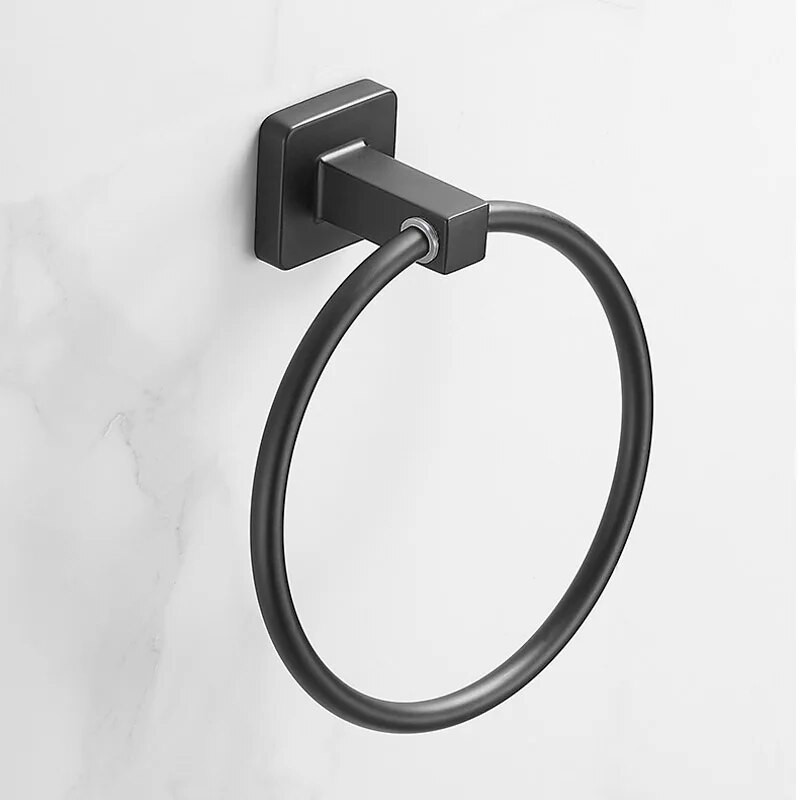 Μαύρο ματ φινίρισμα από ανοξείδωτο χάλυβα Θήκη για πετσέτες μπάνιου Επιτοίχια στρογγυλά δαχτυλίδια για πετσέτες, κρεμάστρα για πετσέτες