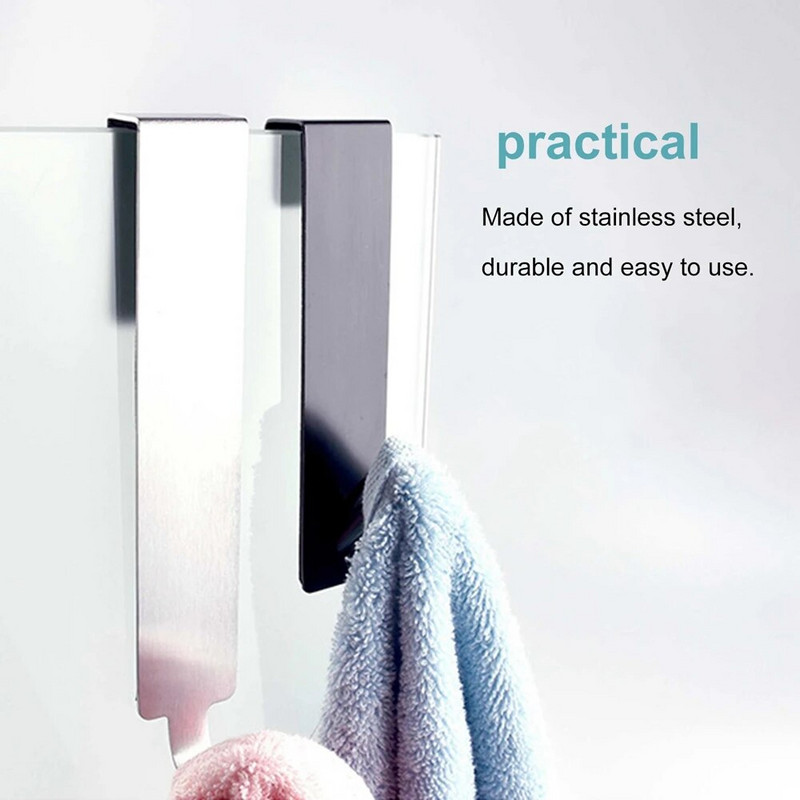 Κρεμάστρα για πετσέτες από ανοξείδωτο ατσάλι Γάντζος πίσω γυάλινης πόρτας για μπάνιο Μεταλλικός γάντζος ρούχων κρεβατοκάμαρας Δωρεάν διάτρηση Κρεμάστρα πολλαπλών χρήσεων