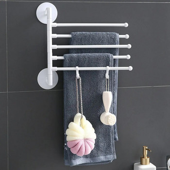 Περιστρεφόμενη κρεμάστρα για πετσέτες 5 επιπέδων πολλαπλών ράβδων, χωρίς διάτρηση για πτυσσόμενη βάση για πετσέτες μπάνιου