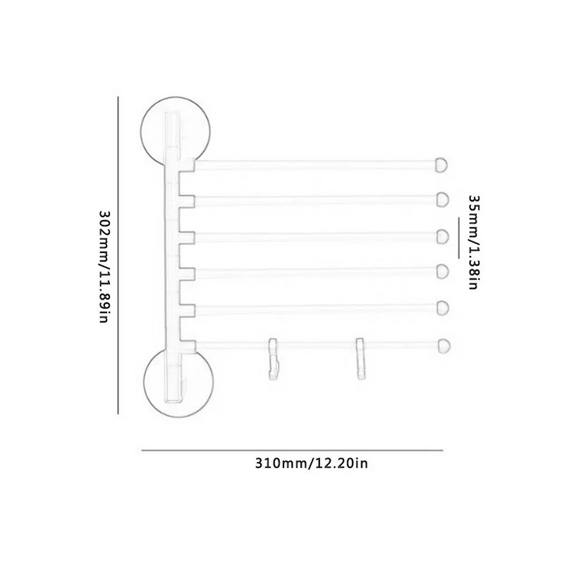 5-kihiline mitme baariga seinale kinnitatav pöörlev käterätikuivati, stantsivaba vannitoa vannirätiku kokkupandav hoidik