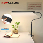 NEWACALOX Σφιγκτήρας γραφείου Screen Bar Κρεμαστό φως 360 ° Περιστροφικό πτυσσόμενο εύκαμπτο στήριγμα βραχίονα 108 τμχ Φωτιστικό γραφείου LED SMD Eye Protection