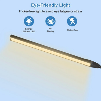 NEWACALOX Σφιγκτήρας γραφείου Screen Bar Κρεμαστό φως 360 ° Περιστροφικό πτυσσόμενο εύκαμπτο στήριγμα βραχίονα 108 τμχ Φωτιστικό γραφείου LED SMD Eye Protection