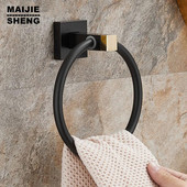 Δαχτυλίδι για πετσέτες Μαύρο, Κρεμάστρα για πετσέτες χειρός για κουζίνα μπάνιου, μεταλλική στρογγυλή θήκη για πετσέτες Επιτοίχια κρεμάστρα για πετσέτες