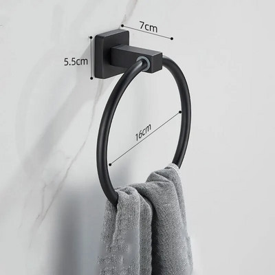 Δαχτυλίδι για πετσέτες Μαύρο, Κρεμάστρα για πετσέτες χειρός για κουζίνα μπάνιου, μεταλλική στρογγυλή θήκη για πετσέτες Επιτοίχια κρεμάστρα για πετσέτες