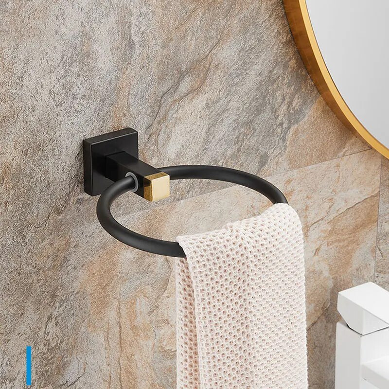 Δαχτυλίδι για πετσέτες Μαύρο, Κρεμάστρα για πετσέτες χειρός για κουζίνα μπάνιου, μεταλλική στρογγυλή θήκη για πετσέτες Επιτοίχια κρεμάστρα για πετσέτες