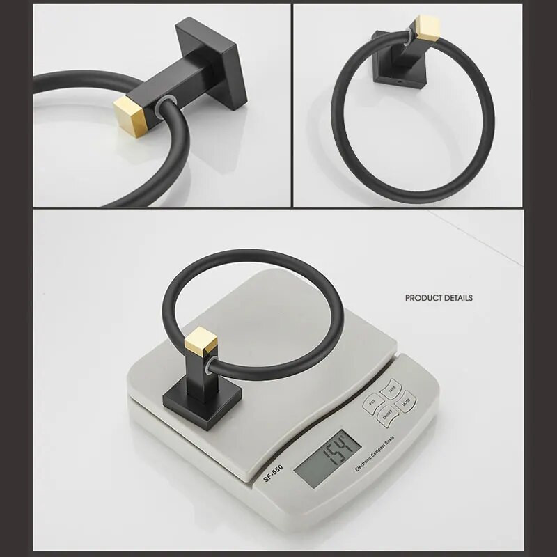 Δαχτυλίδι για πετσέτες Μαύρο, Κρεμάστρα για πετσέτες χειρός για κουζίνα μπάνιου, μεταλλική στρογγυλή θήκη για πετσέτες Επιτοίχια κρεμάστρα για πετσέτες