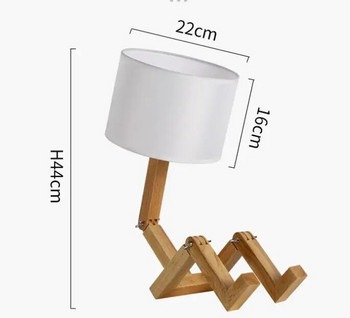 Дървена форма на робот Творческа настолна лампа Вътрешна учебна мода Настолна лампа за четене Nordic Modern Desktop Декоративна нощна лампа