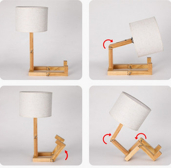 Дървена форма на робот Творческа настолна лампа Вътрешна учебна мода Настолна лампа за четене Nordic Modern Desktop Декоративна нощна лампа