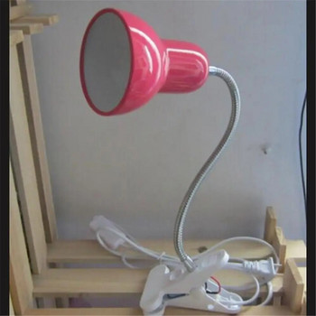 Настолна лампа с основа със скоба и регулируема гъша шия, лампа с щипка за ЕС, САЩ, за легло/шкаф, лампа за четене в обща стая, розова