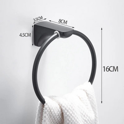 Nástenný držiak na uteráky z nehrdzavejúcej ocele Morden Design s matnou čiernou povrchovou úpravou, okrúhly krúžok na uteráky