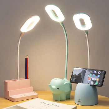 LED настолна лампа с държач за писалка Проста нощна лампа с пръстен за учене/работа/четене Осветителни тела Домашен декор Регулируеми настолни светлини