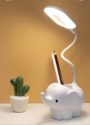 LED настолна лампа с държач за писалка Проста нощна лампа с пръстен за учене/работа/четене Осветителни тела Домашен декор Регулируеми настолни светлини