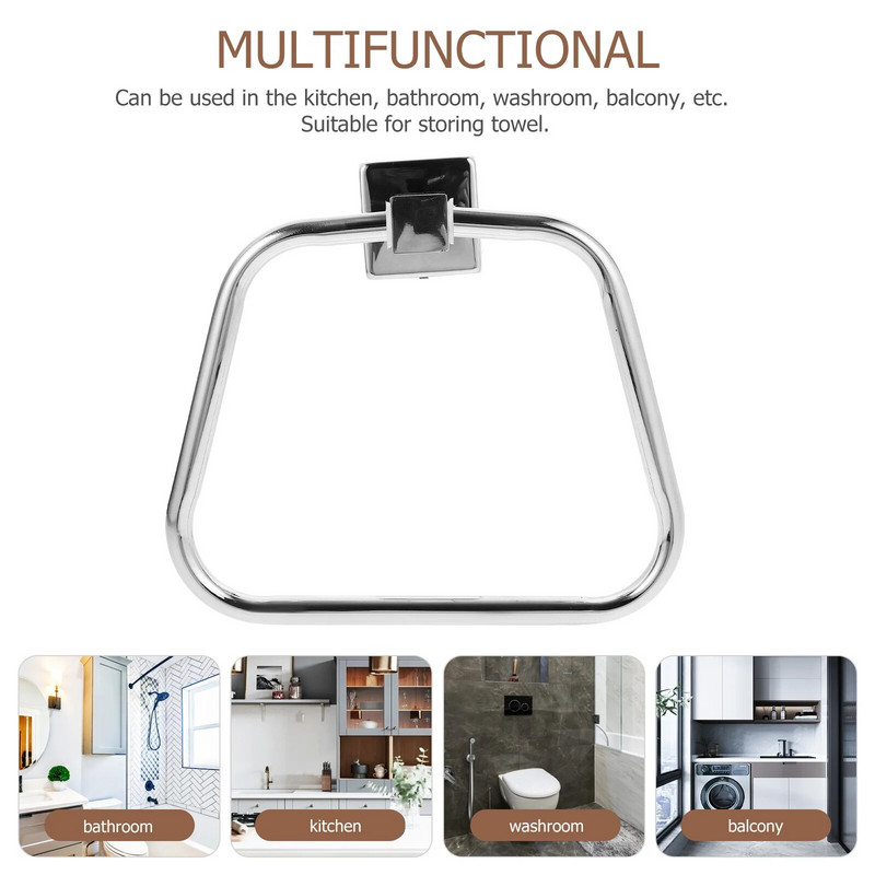 Prsten za ručnike od nehrđajućeg čelika Kupaonica Kuhinjska vješalica (304 svijetli kvadrat) 1 kom Zidna
