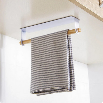 1 τεμ. Αυτοκόλλητη μπάρα πετσετών στον τοίχο Διάτρητη σιδερένια κρεμάστρα για πετσέτες κουζίνας Ράφι μπάνιου
