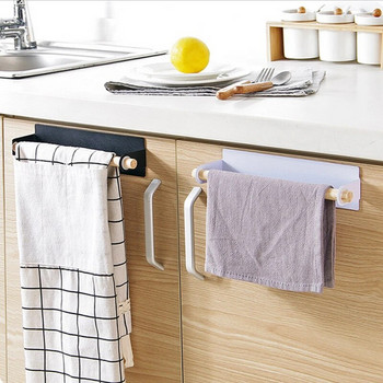 1PC Залепваща стена за кърпи Перфорирана желязна стойка за кърпи Кухненска стойка за кърпи Рафт за баня