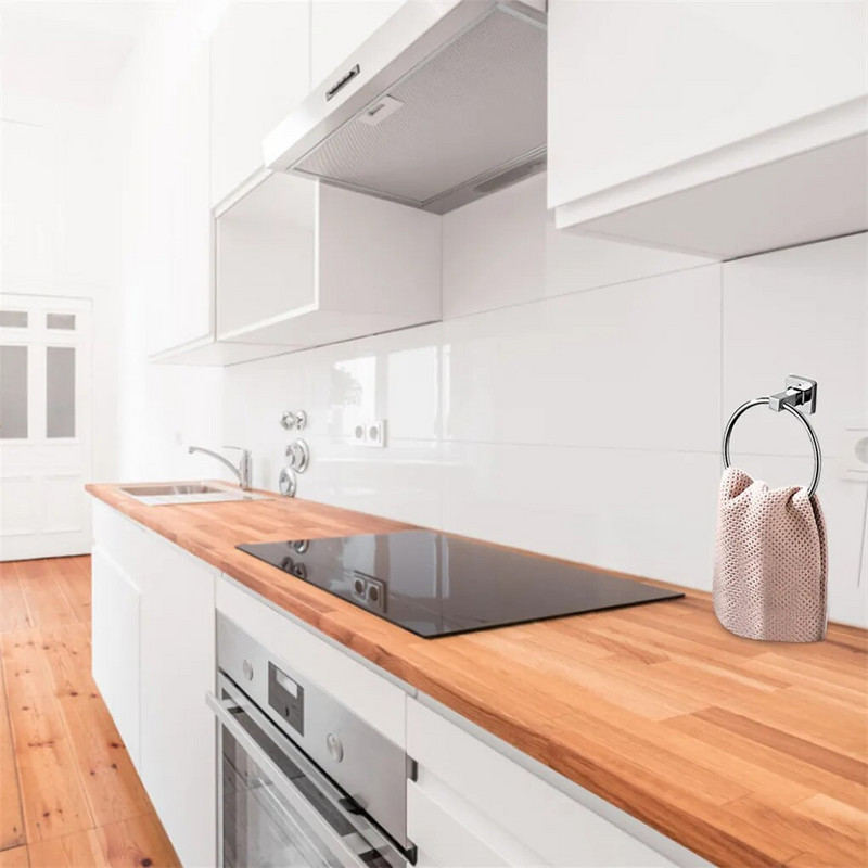 Δαχτυλίδι για πετσέτες από ανοξείδωτο ατσάλι Κρεμάστρα κουζίνας μπάνιου για πετσέτες ράφι τοίχου