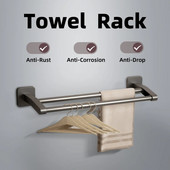 Σχάρα για πετσέτες από κράμα αλουμινίου Χωρίς διάτρηση Επιτοίχια θήκη για πετσέτες Πολυλειτουργικό ράφι αποθήκευσης μπάνιου