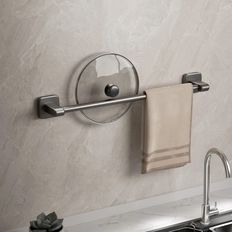 Σχάρα για πετσέτες από κράμα αλουμινίου Χωρίς διάτρηση Επιτοίχια θήκη για πετσέτες Πολυλειτουργικό ράφι αποθήκευσης μπάνιου