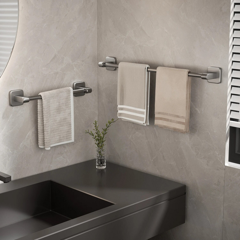 Σχάρα για πετσέτες από κράμα αλουμινίου Χωρίς διάτρηση Επιτοίχια θήκη για πετσέτες Πολυλειτουργικό ράφι αποθήκευσης μπάνιου