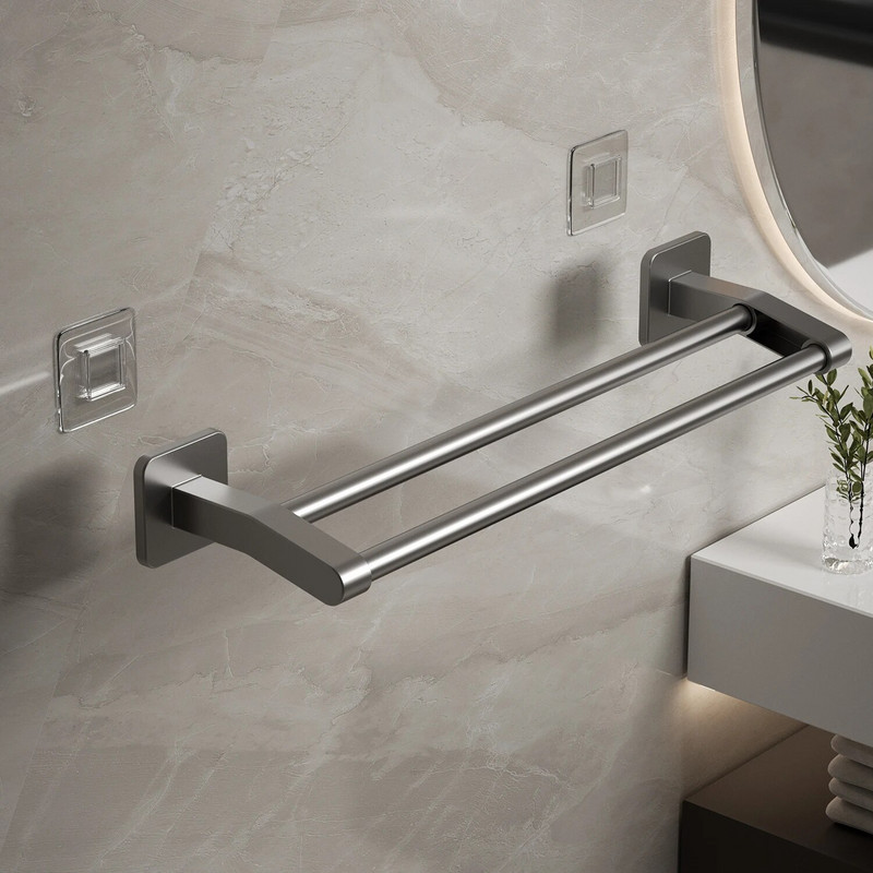 Σχάρα για πετσέτες από κράμα αλουμινίου Χωρίς διάτρηση Επιτοίχια θήκη για πετσέτες Πολυλειτουργικό ράφι αποθήκευσης μπάνιου