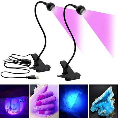 Led Ultraviolet Lights Clip-on Flexible Metal Tube UV Lamp USB Mini UV Gel Curing Light Επιτραπέζιο Φωτιστικό Στεγνωτήρα νυχιών για DIY Nail Art
