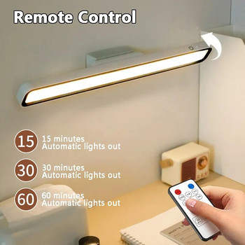 LED настолна лампа за четене USB акумулаторна светлина Безстепенно затъмняване Настолна лампа Дистанционно управление Нощна лампа за гардероб за спалня