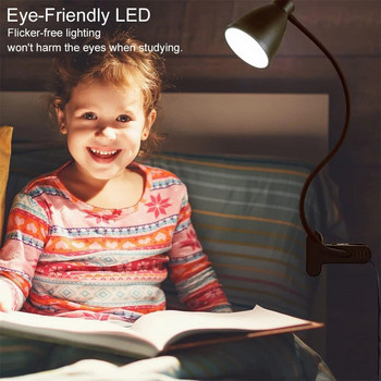 38 LED настолна лампа 3 цветови режима 10 димера за яркост Светлина за четене Таймер за автоматично изключване Настолна лампа Гъвкава лампа за книга с щипка за гъши врат