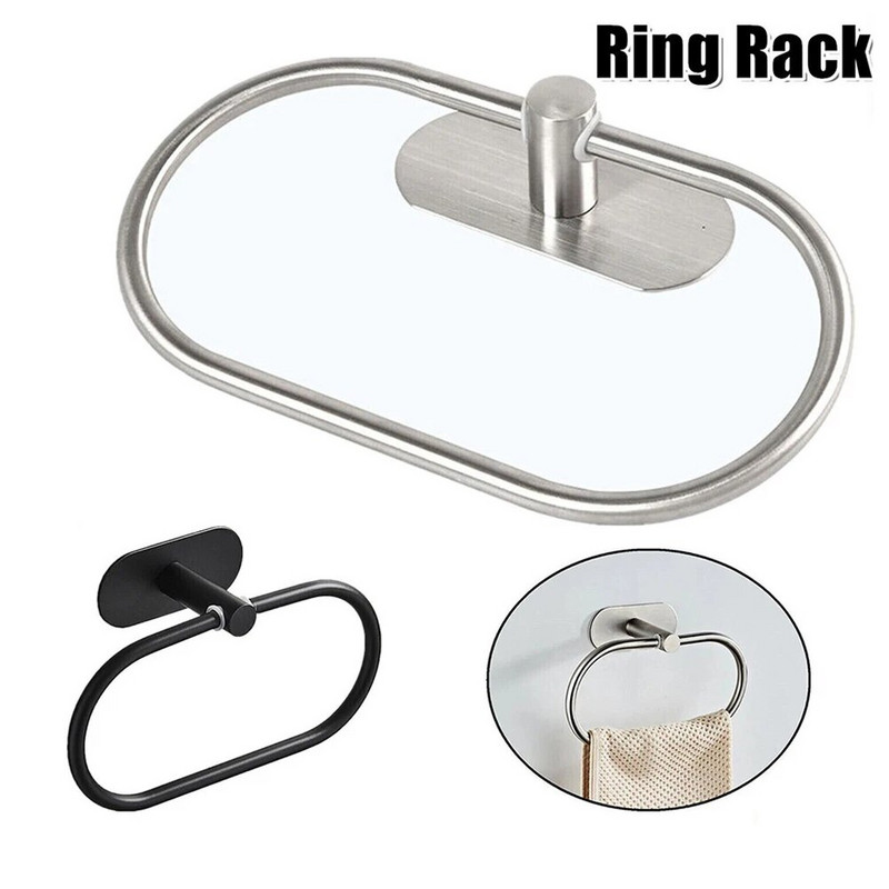 Δαχτυλίδι για πετσέτες από ανοξείδωτο ατσάλι Βάση ράγας για πετσέτες δαχτυλιδιών χειρός Βάση ράγας Τοποθετημένη στον τοίχο Μπάνιο Οβάλ Σχάρα για πετσέτες Γάντζοι τοίχου Κρεμάστρες Υλικό