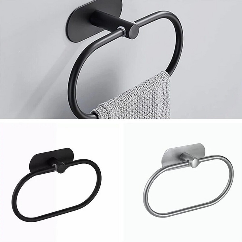 Δαχτυλίδι για πετσέτες από ανοξείδωτο ατσάλι Βάση ράγας για πετσέτες δαχτυλιδιών χειρός Βάση ράγας Τοποθετημένη στον τοίχο Μπάνιο Οβάλ Σχάρα για πετσέτες Γάντζοι τοίχου Κρεμάστρες Υλικό