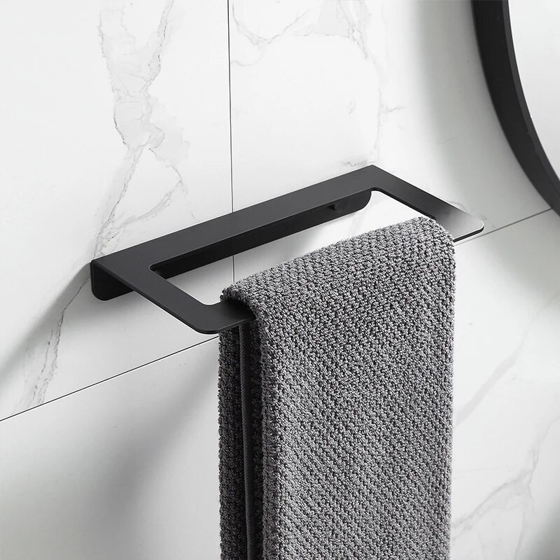 Δαχτυλίδι πετσετών για πετσέτα μπάνιου Λευκό/Μαύρο Φινίρισμα Χώρος Αλουμινίου Θήκη για Πετσέτες Μπάνιου Τετράγωνη θήκη για πετσέτες