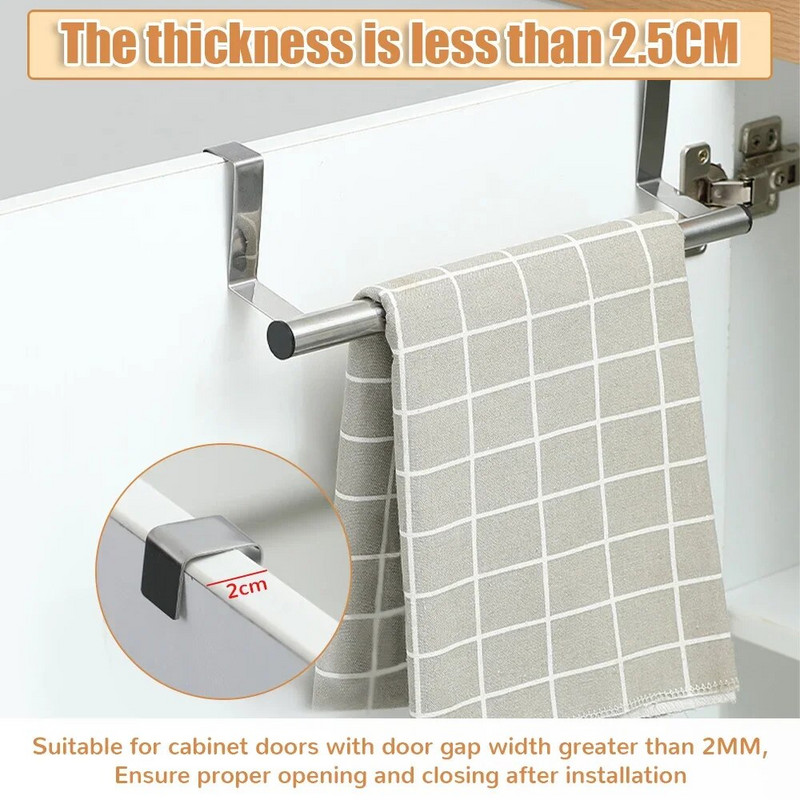 3 veľkosti vešiakov na uteráky bez dierovania, kuchynská linka, dvere, vešiak na uteráky, tyč na zavesenie, držiak na handričky, polica na lišty, domáci organizér s hákom