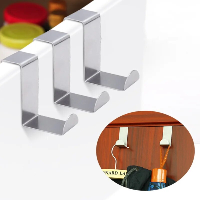 2τμχ Γάντζος πόρτας από ανοξείδωτο χάλυβα Τύπος Ζ Ντουλάπι κουζίνας Ρούχα Αποθήκευση σπιτιού Κρεμάστρα Πετσέτα μπάνιου Οργάνωση Hardware Αξεσουάρ