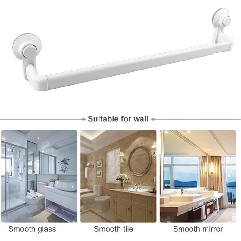 Μονοπολική ράφι για πετσέτες ανασυρόμενη βεντούζα ντους Κρεμάστρα ράβδος αποθήκευσης Επιτοίχια Μπάρα πετσετών μπάνιου