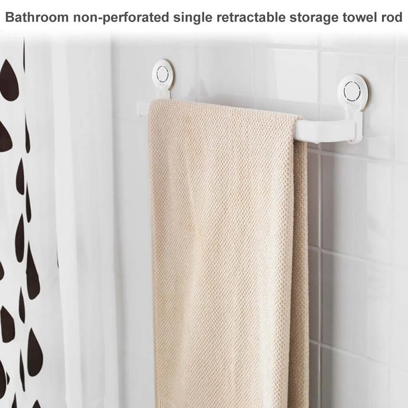 Μονοπολική ράφι για πετσέτες ανασυρόμενη βεντούζα ντους Κρεμάστρα ράβδος αποθήκευσης Επιτοίχια Μπάρα πετσετών μπάνιου