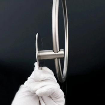 304 пръстен за хавлии от неръждаема стомана Лепило Черен кръгъл монтиран на стена тоалетна Държач за хавлии за баня Пръстен Рафт Закачалка