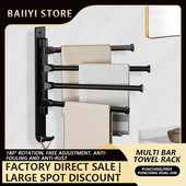 Rotirajući stalak za ručnike svjetlo luksuzni toalet bez bušenja WC kupaonski prostor aluminijski sklopivi višestruki štap za ručnike montiran na zid