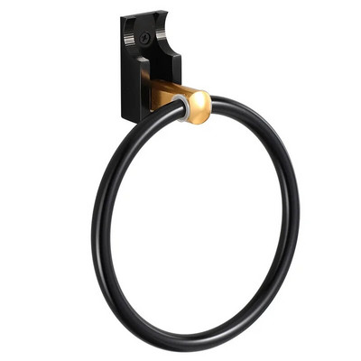 Erdvė Aliuminio sulankstomas dizainas Juodi rankšluosčių žiedai Rankšluosčių laikiklis Apvalus sieninis rankšluosčių kabykla Vonios kambario priedai Aparatūra