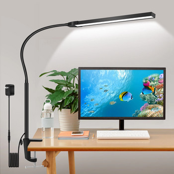 Сензорно управление EU/US 12V 12W Настолна лампа 3 цвята Димируеми LED настолни лампи със скоба 360° Регулируема гъша шийка за дома/офиса