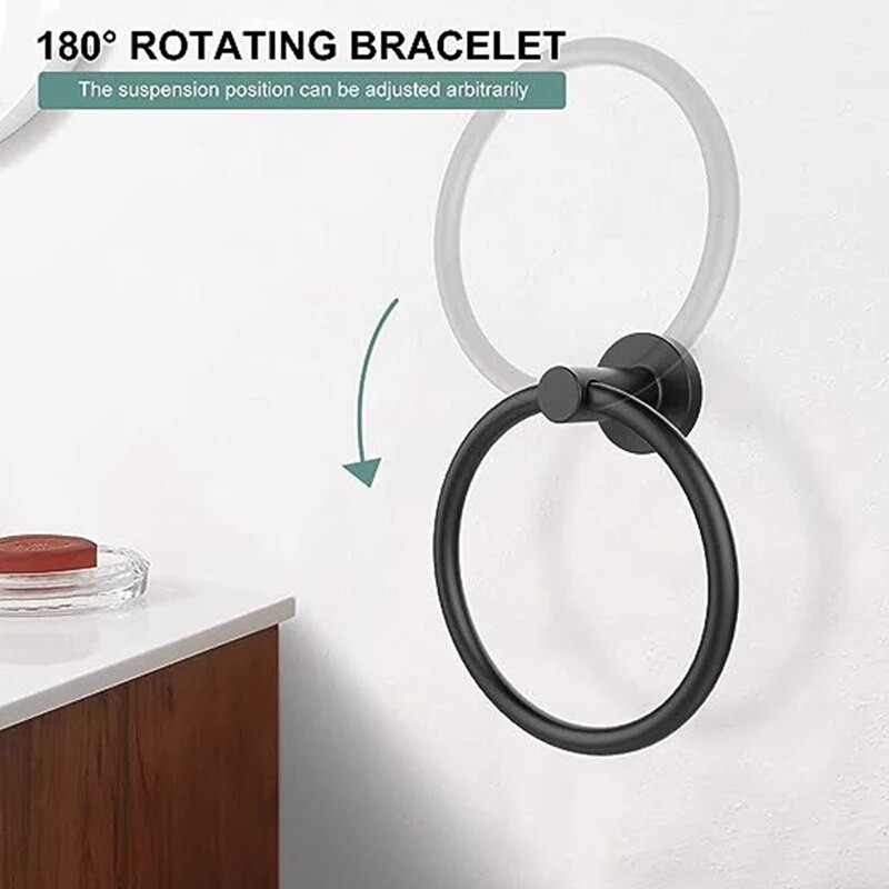 Must käterätikuhoidja vannitoarätikurõnga jaoks 304 roostevabast terasest käterätikuhoidja Tugeva töövõimega käterätikuhoidja vanni, köögi jaoks