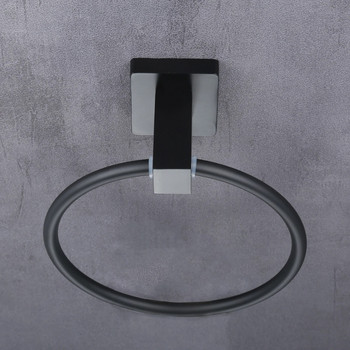 1 τμχ Μαύρο δαχτυλίδι για πετσέτες μοντέρνα πετσέτα χεριών από ανοξείδωτο ατσάλι Μινιμαλιστική κρεμάστρα πετσετών μπάνιου στρογγυλή κρεμάστρα 16cm/6,3 ιντσών Διακόσμηση σπιτιού