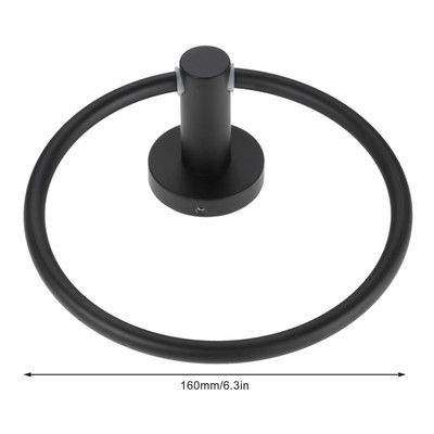 1 ks čierny krúžok na uteráky, moderný držiak na uteráky z nehrdzavejúcej ocele, minimalistický okrúhly vešiak na uteráky 16 cm/6,3 palca, dekorácia pre domácnosť