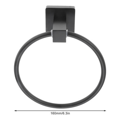 1 ks čierny krúžok na uteráky, moderný držiak na uteráky z nehrdzavejúcej ocele, minimalistický okrúhly vešiak na uteráky 16 cm/6,3 palca, dekorácia pre domácnosť