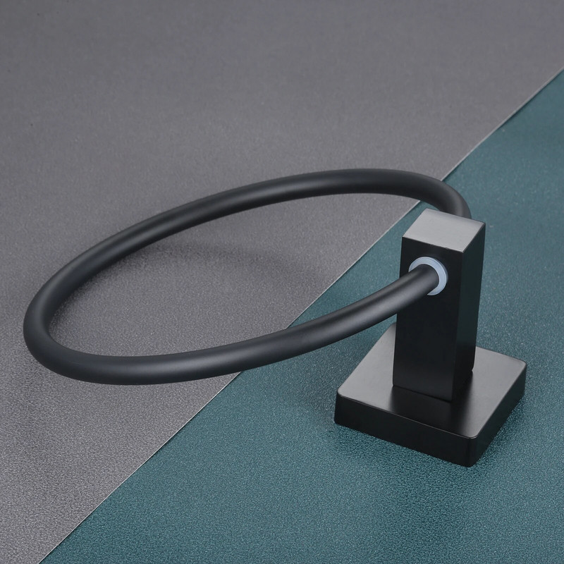 1 ks čierny krúžok na uteráky, moderný držiak na uteráky z nehrdzavejúcej ocele, minimalistický okrúhly vešiak na uteráky 16 cm/6,3 palca, dekorácia pre domácnosť