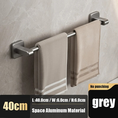 Θήκη για πετσέτες μπάνιου Χωρίς τρυπάνι Σχάρα για πετσέτες Ράφια αποθήκευσης αλουμινίου στον τοίχο Ράφια αποθήκευσης εξοικονόμησης χώρου Αξεσουάρ κουζίνας μπάνιου