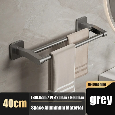 Θήκη για πετσέτες μπάνιου Χωρίς τρυπάνι Σχάρα για πετσέτες Ράφια αποθήκευσης αλουμινίου στον τοίχο Ράφια αποθήκευσης εξοικονόμησης χώρου Αξεσουάρ κουζίνας μπάνιου
