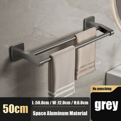 Θήκη για πετσέτες μπάνιου Χωρίς τρυπάνι Σχάρα για πετσέτες Ράφια αποθήκευσης αλουμινίου στον τοίχο Ράφια αποθήκευσης εξοικονόμησης χώρου Αξεσουάρ κουζίνας μπάνιου