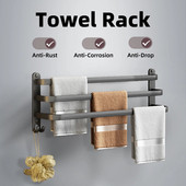 Σχάρα για πετσέτες από κράμα αλουμινίου Χωρίς διάτρηση Επιτοίχια θήκη για πετσέτες Πολυλειτουργικό ράφι αποθήκευσης μπάνιου
