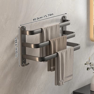Σχάρα για πετσέτες από κράμα αλουμινίου Χωρίς διάτρηση Επιτοίχια θήκη για πετσέτες Πολυλειτουργικό ράφι αποθήκευσης μπάνιου